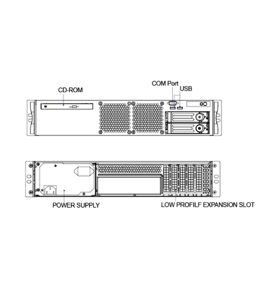 Серверный корпус 2U short chassis, 2x3.5'' swappable HDD tray, 2x3.5'' internal HDD bay