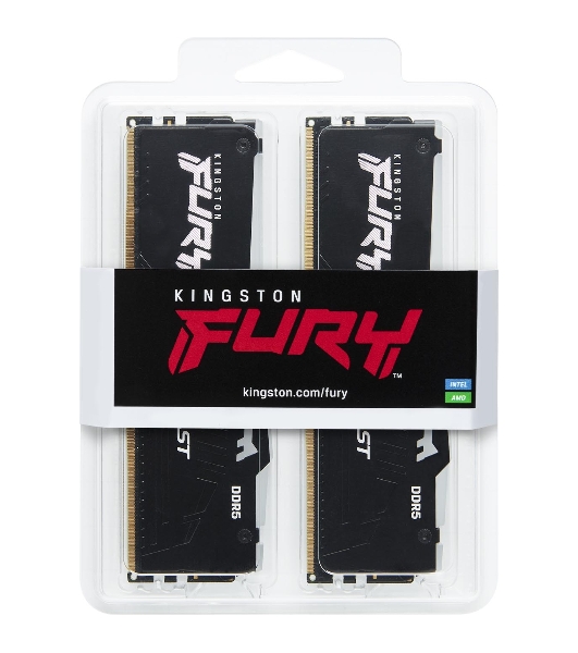 Оперативная память Kingston Fury Beast, DDR5, 128Gb (4x32Gb), 5600MHz, CL40, DIMM, радиатор, RGB, черный
