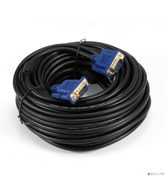 Кабель VGA Pro ExeGate EX-CC-PVGA-15M15M-20.0 (15M/15M, 20м, 2 фильтра, позолоченные контакты, экран)