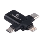 Переходник USB3.1 Cablexpert A-USB3.1-AF-3in1, AF/Type-C(M)+MicroUSB(M)+Lightning(M), с поддержкой OTG, черный, пакет, фото4