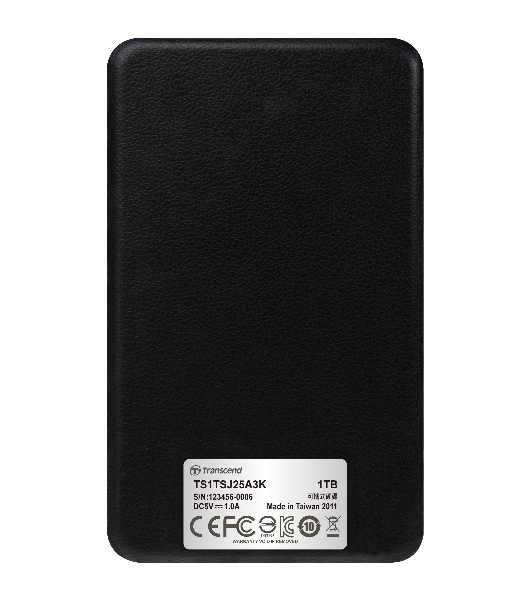 Внешний HDD 2.5' Transcend StoreJet 25A3, 1TB, USB 3.2 Gen 1 Type-A, 5400 rpm, черный