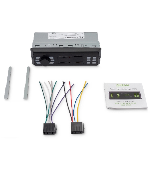 Автомагнитола Digma MCP-225W, 1 DIN, Bluetooth, USB Type-A, AUX