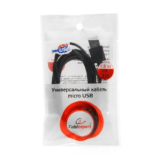 Кабель USB2.0 Pro Cablexpert CC-mUSB2-AMBM-6, AM/microBM 5P, 1.8м, экран, черный, пакет