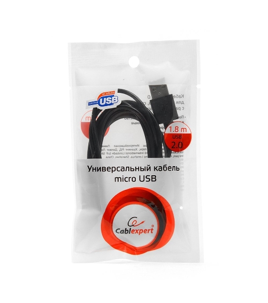 Кабель USB2.0 Pro Cablexpert CC-mUSB2-AMBM-6, AM/microBM 5P, 1.8м, экран, черный, пакет