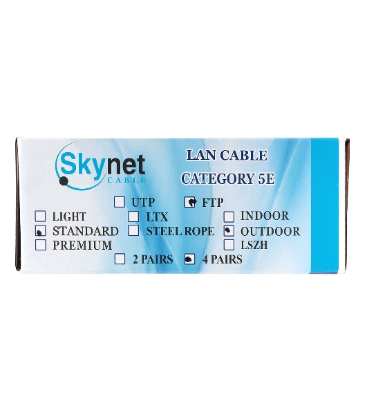 Кабель SkyNet Standart FTP outdoor 4x2x0,48, медный, FLUKE TEST, кат.5e, однож., 100 м, box, черный