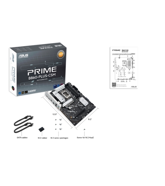 Материнская плата ASUS PRIME B860-PLUS-CSM, LGA 1851, Intel B860, 4xDDR5, 4xSATA, 3xM.2, 1xPCIe 5.0 x16, 1xPCIe 4.0 x16, 1xHDMI, 1xDP, 1x2.5Gb LAN, 2xUSB 2.0, 1xUSB 3.2 Gen 1, 2xUSB 3.2 Gen 2, 1xUSB-C 3.2 Gen 2x2, 3x3.5 мм, 7.1, ATX