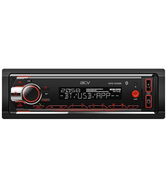 Автомагнитола ACV AVS-930BR, 1 DIN, Bluetooth, USB Type-A, AUX, пульт ДУ