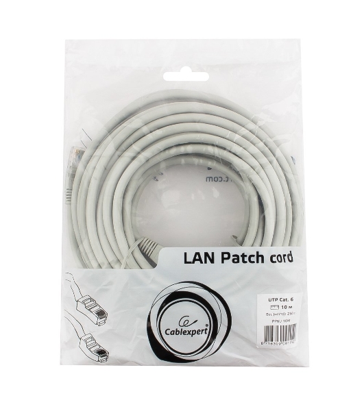 Патч-корд UTP Cablexpert PP6U-10M cat.6, 10м, литой, многожильный, серый