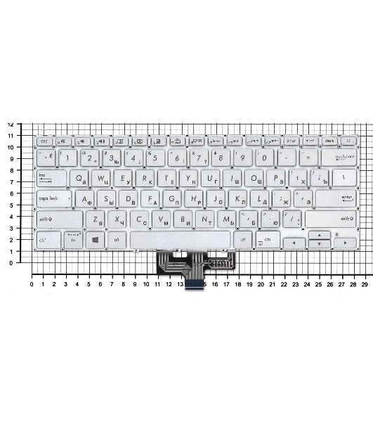 Клавиатура для ноутбука Asus ZenBook 14 UX434 серебристая с подсветкой