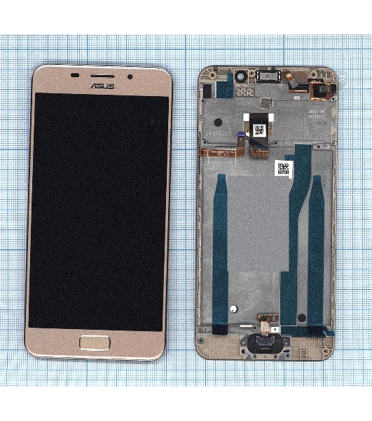 Дисплей для Asus ZenFone 3s Max ZC521TL золотой с рамкой