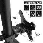 Кронштейн для двух мониторов 13'-32' настольный ExeGate EDM2-3210-12D (VESA 75x75, 100x100, макс.нагрузка 2х10 кг, наклон -45°/+45°, поворот -45°/+45°, регулировка по высоте, цвет черный), фото4