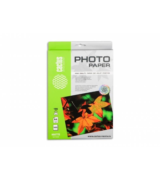 Фотобумага Cactus CS-MA4190100 A4/190г/м2/100л. матовая для струйной печати
