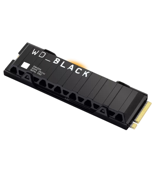Накопитель SSD WD 1Tb Black SN850X, M.2(22x80мм), NVMe, PCIe 4.0 x4, 3D TLC, R/W 7300/6300Mb/s, IOPs 800 000/1 100 000, TbW 600, DWPD 0.3, with Heat Spreader (12 мес.)