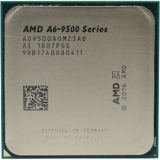 Процессор CPU AMD A6-9500 <AD9500AGM23AB> OEM (AM4, 3.5GHz up to 3.8GHz/1Mb, 2C/2T, Bristol Ridge, 28nm, 65W, Radeon R5 Series)
