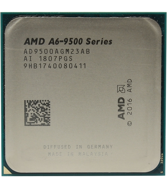 Процессор CPU AMD A6-9500 <AD9500AGM23AB> OEM (AM4, 3.5GHz up to 3.8GHz/1Mb, 2C/2T, Bristol Ridge, 28nm, 65W, Radeon R5 Series)