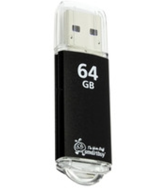 Флешка USB SmartBuy V-Cut black (SB64GbVC-K3), 64Gb, USB 2.0, R/W 25/15, черный