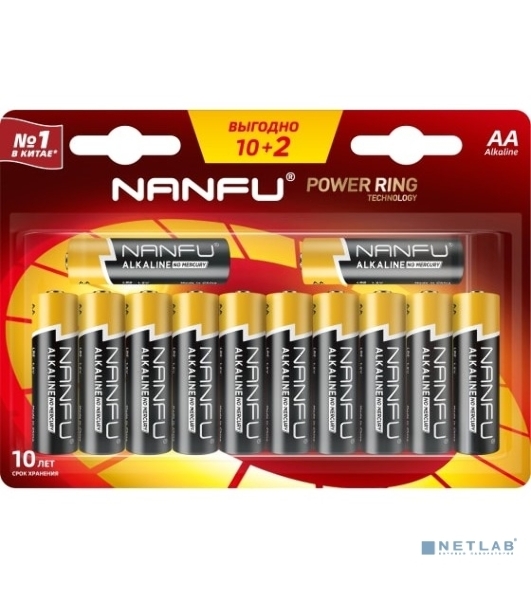 Батарейка щелочная AA Nanfu (10+2шт.)