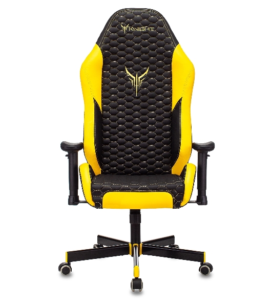 Кресло Knight Neon черный/желтый, экокожа, 120 кг, механизм качания