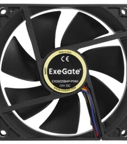 Вентилятор для корпуса ExeGate EX09225B4P-PWM черный, 92 мм, 2200 об/мин, 28 дБ, 4 pin