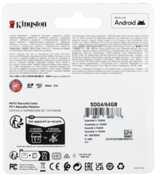 Флеш карта SDXC 64Gb Kingston SDG4/64Gb Canvas Go! Plus w/o adapter