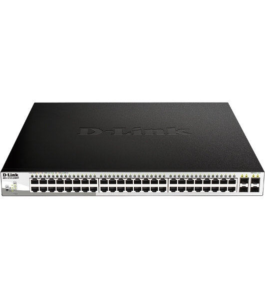 Коммутатор D-Link DGS-1210-52MPP/E2A, 48×1 Гбит/с + 4×1 Гбит/с SFP, настраиваемый