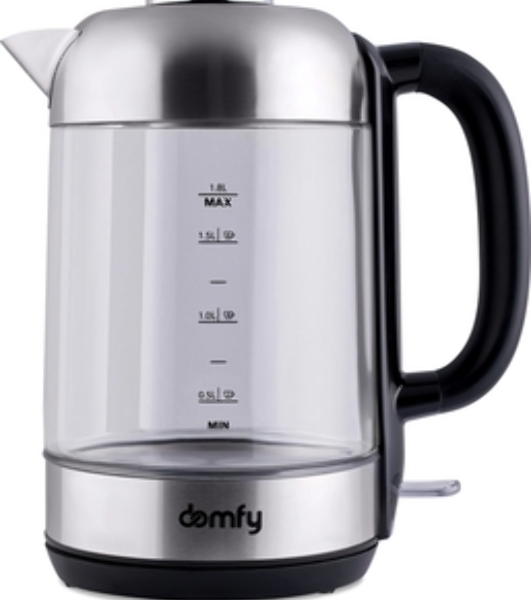 Чайник электрический Domfy DSM-EK401 1.8л. 2200Вт черный/прозрачный (корпус: стекло)
