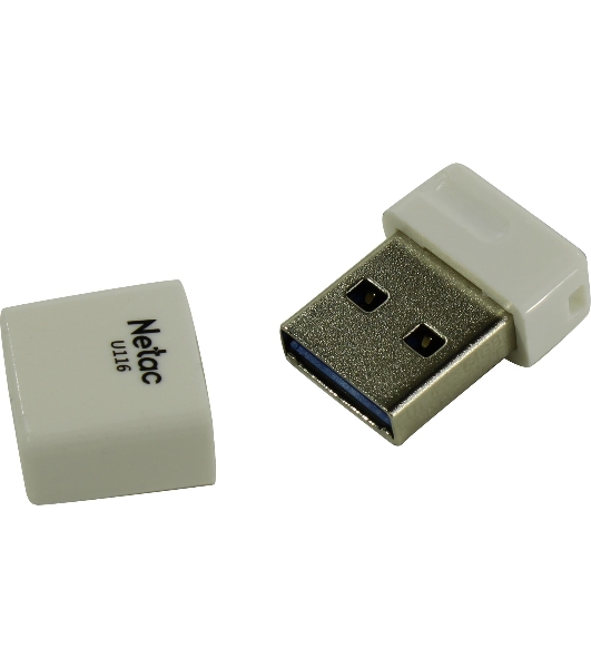 Флешка USB Netac U116 mini (NT03U116N-032G-32WH USB), 32Gb, USB 3.2, R/W 90/30, белый