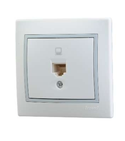 Розетка компьютерная 1-м СП Мира RJ45 белый/сер. Lezard 701-0215-139