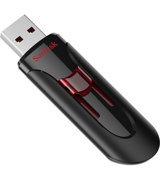 Флешка USB Sandisk CZ600 Cruzer Glide (SDCZ600-064G-G35), 64Gb, USB 3.0, R/W 10/20, черный
