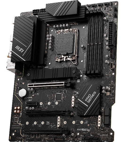 Материнская плата MSI PRO Z790-P WIFI, LGA 1700, Intel Z790, 4xDDR5, 6xSATA, 4xM.2, 1xPCIe 5.0 x16, 1xPCIe 4.0 x16, 1xPCIe 3.0 x16, 1xPCIe x1, 1xHDMI, 1xDP, 1x2.5Gb LAN, 4xUSB-A 2.0, 2xUSB-A 3.2 Gen 1, 1xUSB-A 3.2 Gen 2, 1xUSB-C 3.2 Gen 2x2, 6x3.5мм, 7.1, ATX