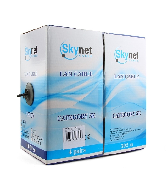 Кабель SkyNet Light UTP outdoor 4x2x0,46, медный, FLUKE TEST, кат.5e, однож., 305 м, box, черный