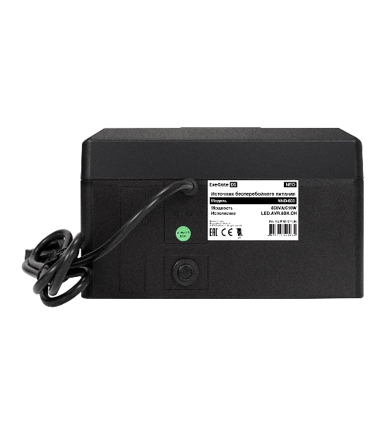 Источник бесперебойного питания ExeGate NEO NNB-850.LED.AVR.8SH.CH 850VA/510W, LED, AVR, 8*Schuko, 4*USB-порта для зарядки, черный
