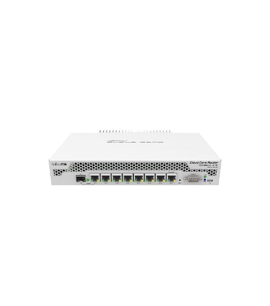 Маршрутизатор Mikrotik CCR1009-7G-1C-PC with Tilera Tile-Gx9 CPU (9-cores, 1Ghz per core), 1Gb RAM, 7xGbit LAN, 1x Combo port (1xGbit LAN or SFP), RouterOS L6, passive cooling desktop enclosure, rackmount ears, PSU