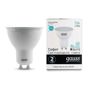Лампа светодиодная Gauss Elementary MR16 7Вт 4100К GU10 550лм
