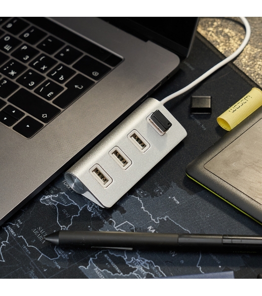Разветвитель Rexant 4 USB-port серебристый