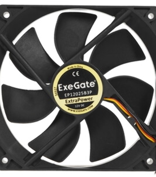 Вентилятор для корпуса ExeGate ExtraPower EP12025B3P черный, 120 мм, 1850 об/мин, 30 дБ, 3 pin
