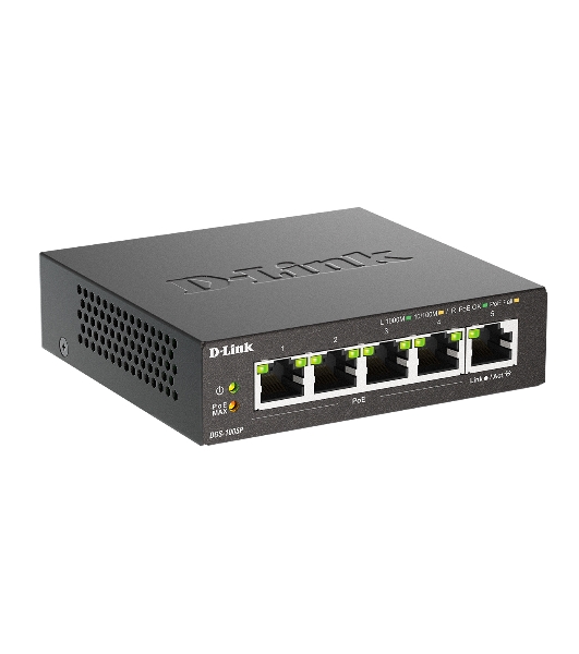 Коммутатор D-Link DGS-1005P/B3A, 5×1 Гбит/с, неуправляемый