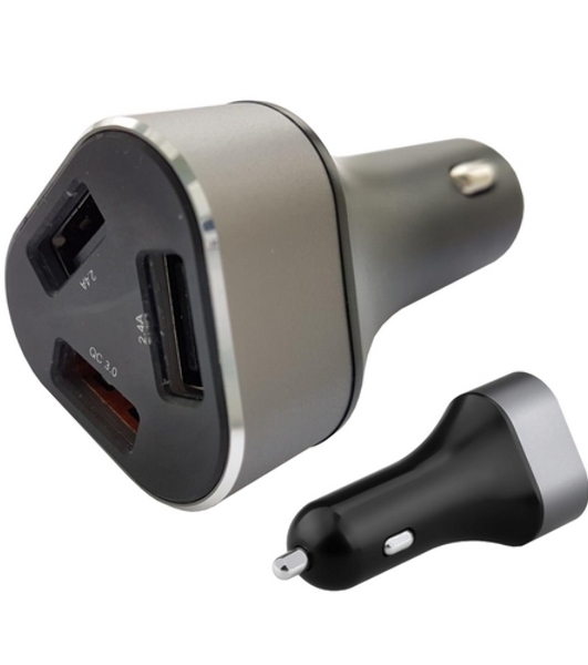 Автомобильное зарядное устройство ACD черный 23Вт, 3xUSB 1QC+2Smart, 3.6~12В, 3А RTL