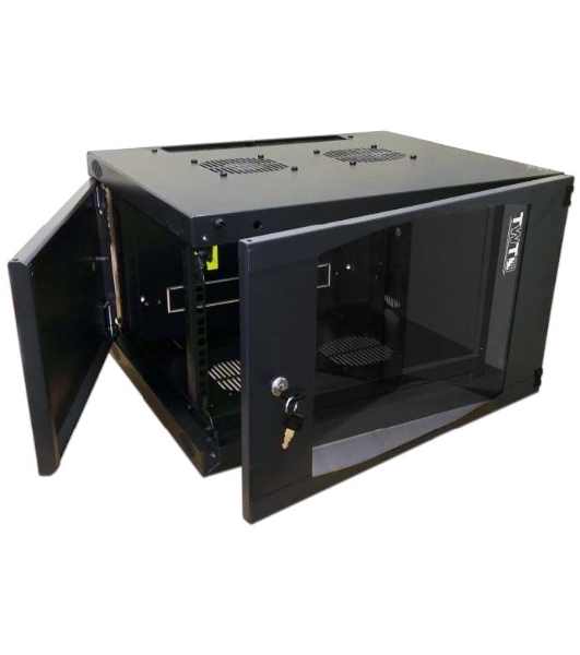 Шкаф настенный Lanmaster Next TWT-CBWNG-12U-6X4-BK 12U 550x450 мм пер. дв. стекл съемные бок. пан. 60 кг черный
