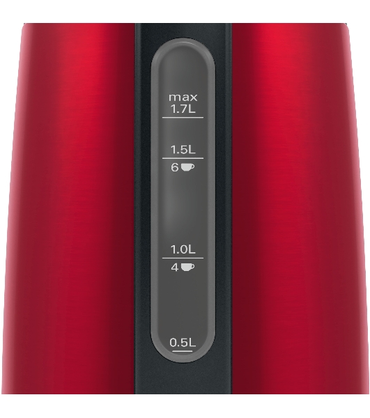 Электрочайник Bosch TWK3P424 красный, 1.7 л, 2400 Вт, скрытый нагревательный элемент