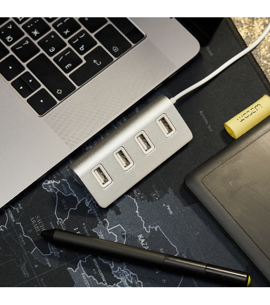 Разветвитель Rexant 4 USB-port серебристый