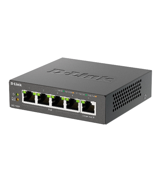 Коммутатор D-Link DGS-1005P/B3A, 5×1 Гбит/с, неуправляемый