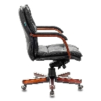 Кресло руководителя Бюрократ T-9927WALNUT-LOW/BL черный, кожа, низкая спинка, крестовина дерево, фото8