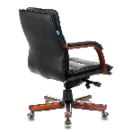 Кресло руководителя Бюрократ T-9927WALNUT-LOW/BL черный, кожа, низкая спинка, крестовина дерево, фото9