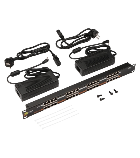 Панель POE 19', 16 портов, с двумя блоками питания 48V, 120W