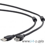 Кабель Cablexpert USB2.0 Pro CCF2-USB2-AMAF-6, AM/AF, 1.8м, экран, 2феррит.кольца, черный, пакет, фото2