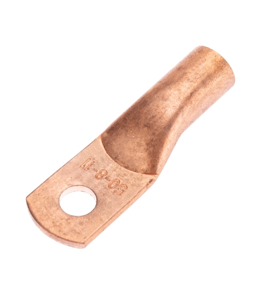 Наконечник медный Rexant ТМ 50-8-11 (50 мм² - Ø8 мм) (в упак. 100 шт.)