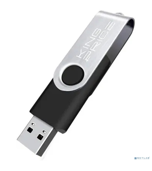 Флешка USB KingPrice KPFD2 (KPFD2A064ABK), 64Gb, USB 2.0, R/W 20/10, черный/серебристый