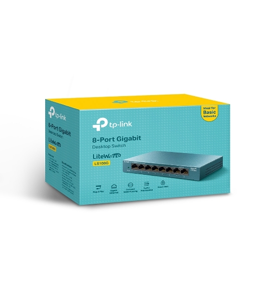 Коммутатор TP-Link LS108G 8-портовый 10/100/1000 Мбит/с настольный коммутатор SMB