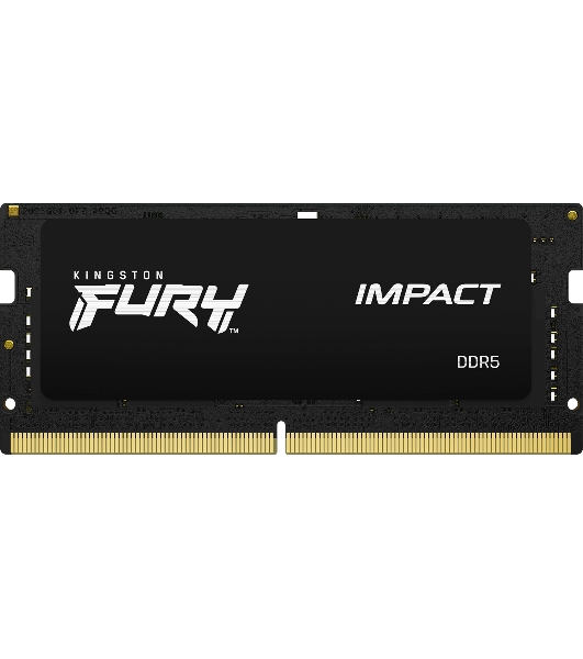 Оперативная память Kingston Fury Impact, DDR5, 16Gb (1x16Gb), 6400MHz, CL38, ECC, SO-DIMM, с радиатором, черный